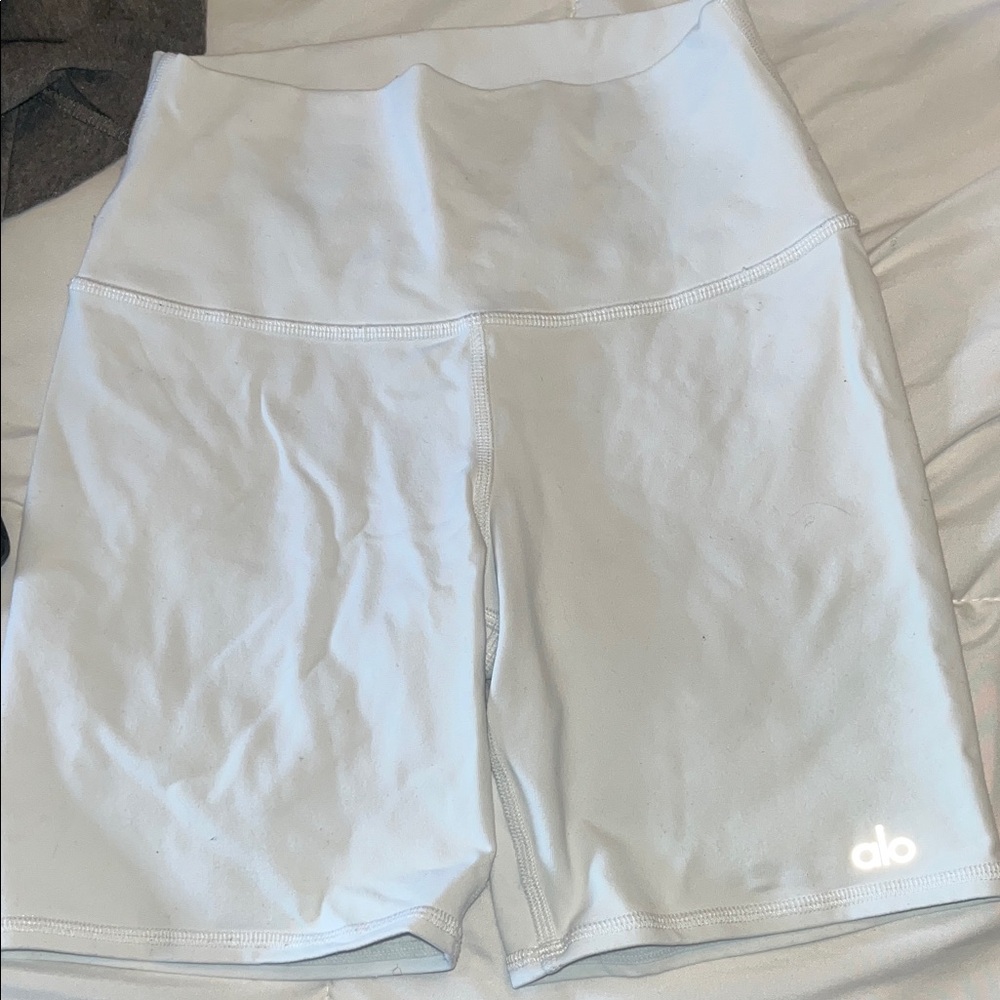 ALO Yoga White High-Rise Bike Shorts